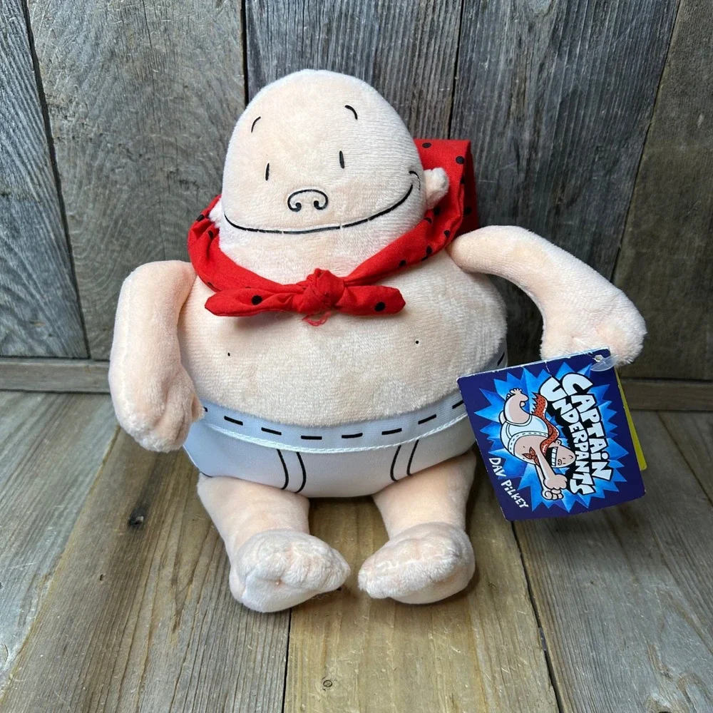 MerryMakers Captain Underpants Plush Doll Dav Pilkey Scholastic Red Cape NWT